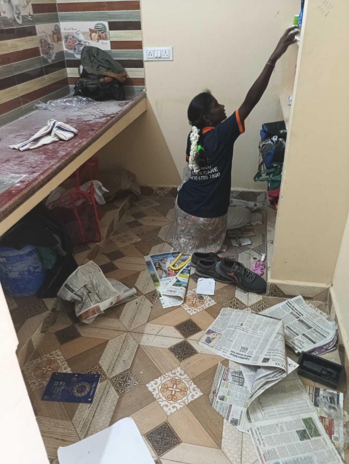 Dusting and cleaning a home