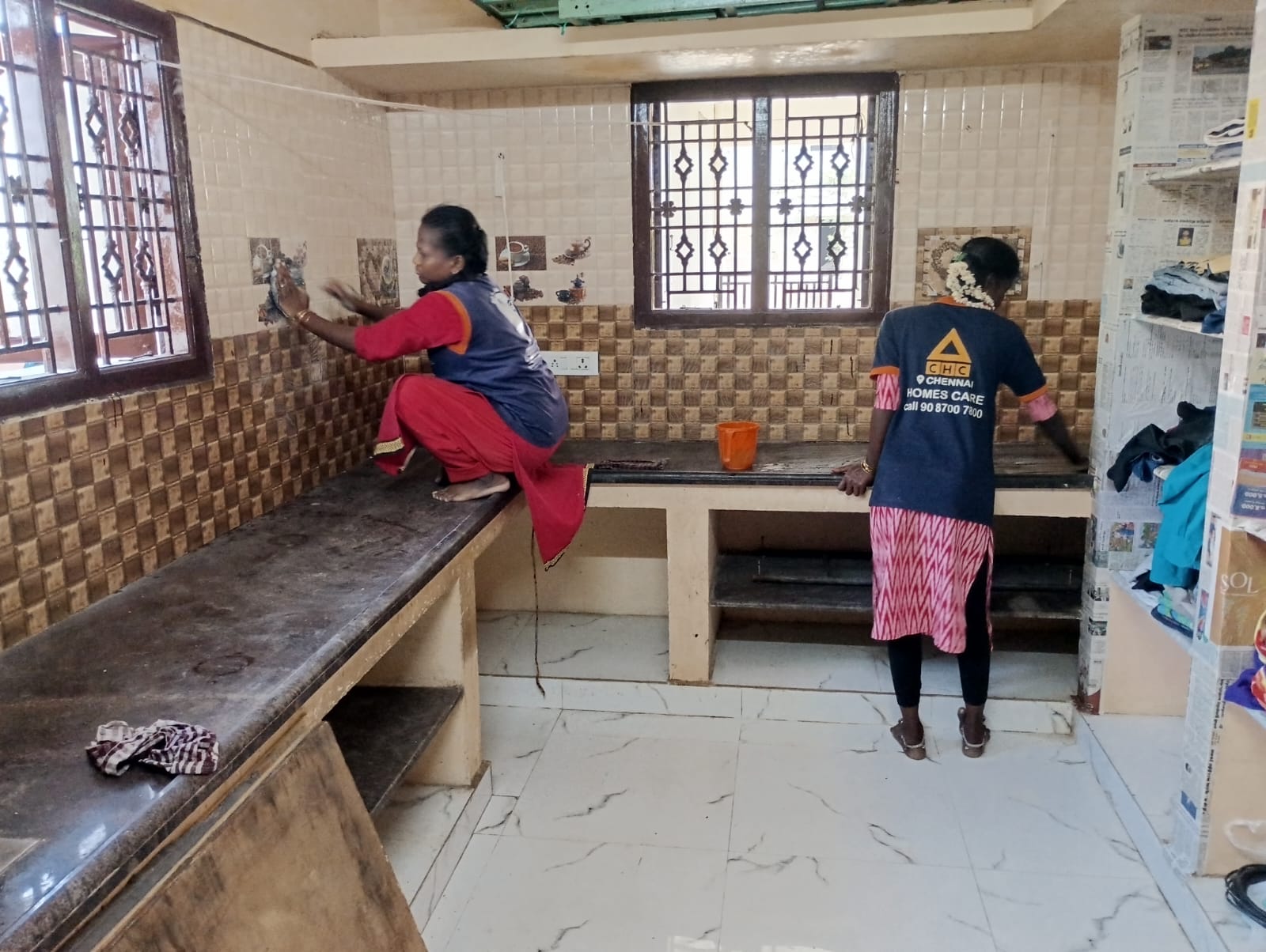 Chennai Homescare team cleaning a home